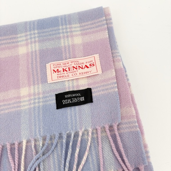 McKennas Main Street Purple Pink Cream Wool Scarf with Fringe 12 x 66 Ireland - Picture 3 of 8